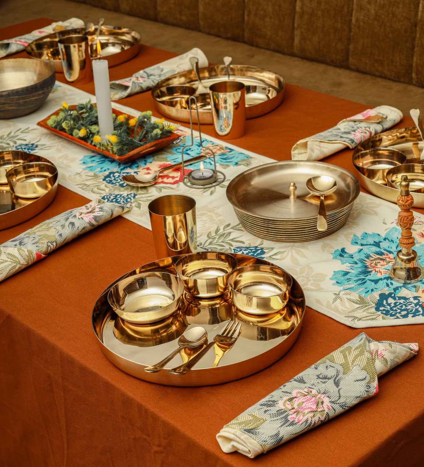 Gold Dinner Service For Bronze/Kansa Dinner Set Online For Person