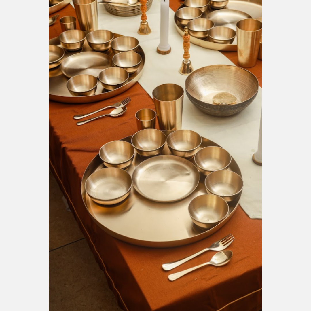 Luxury Matte Kansa Maharaja Shahi Dinner Set (16 Inch)