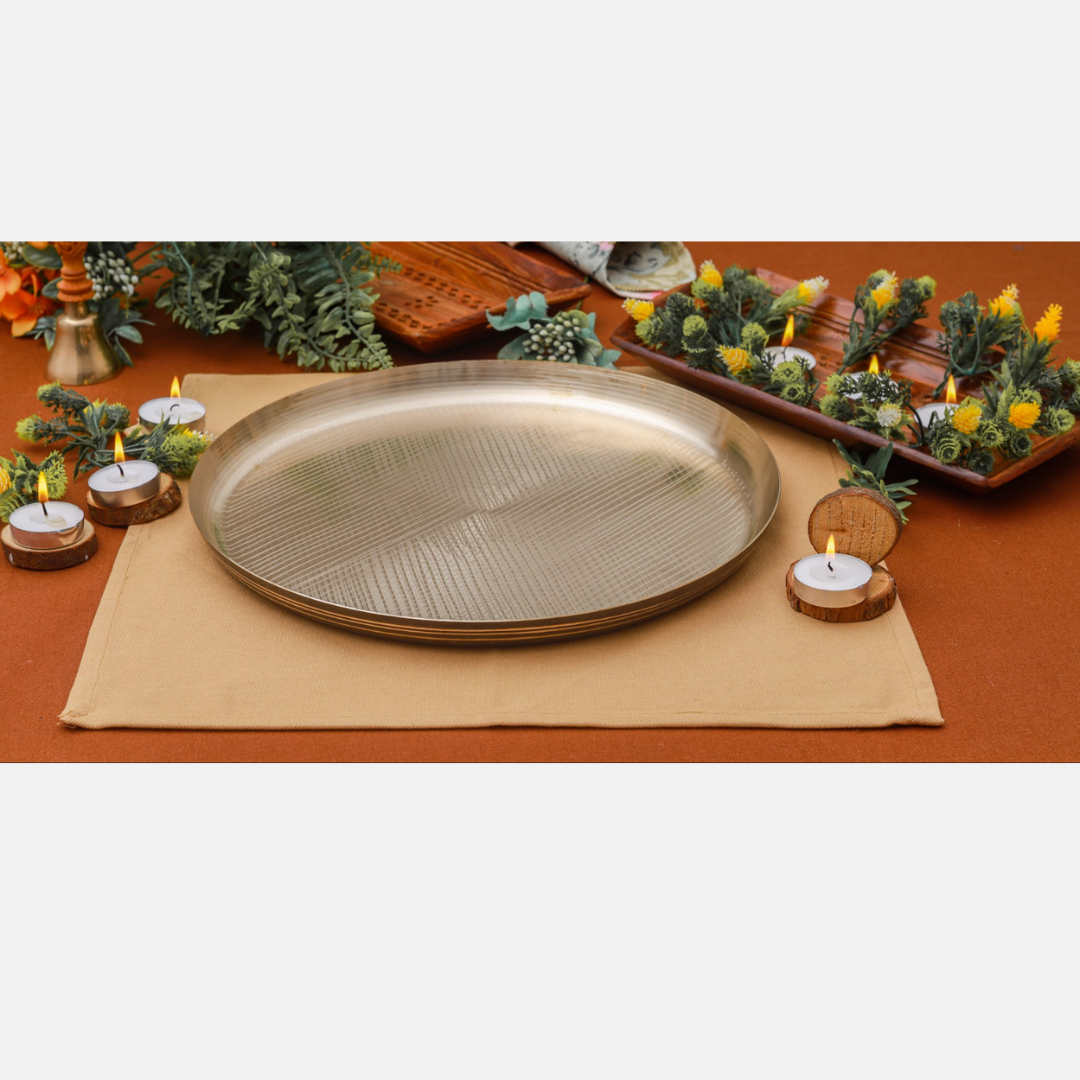 Bronze/Kansa Buffet Dinner Plate (11 Inch)