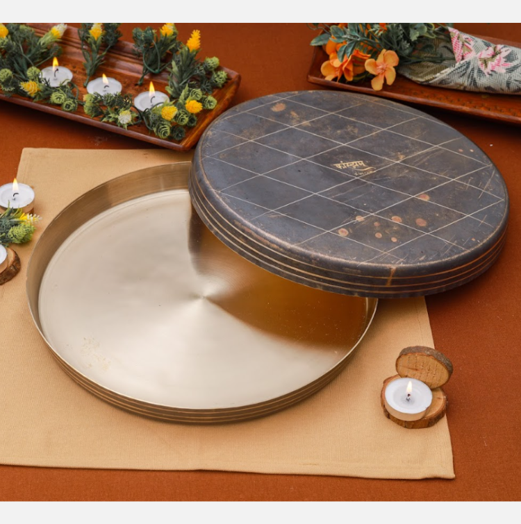 Handcrafted Bronze Thali Plate Luxury Matte Small 10inch