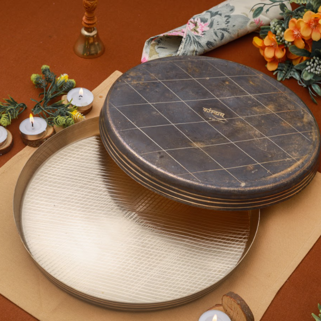 Bronze/Kansa Thali Set Online Of 7 | Manohar (11 Inch)