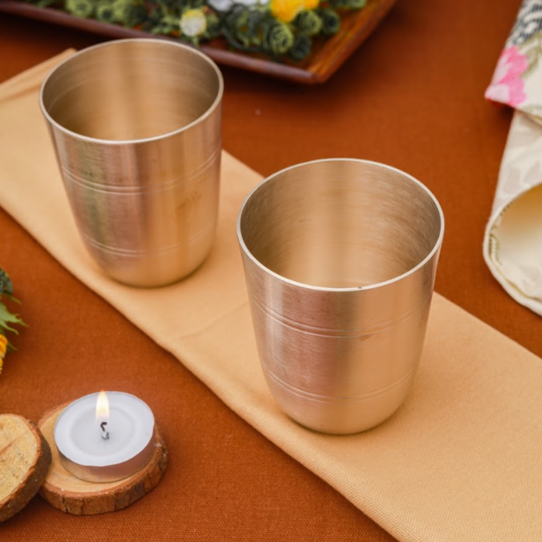 Bronze/Kansa Thali Set Online Of 7 | Manohar (11 Inch)