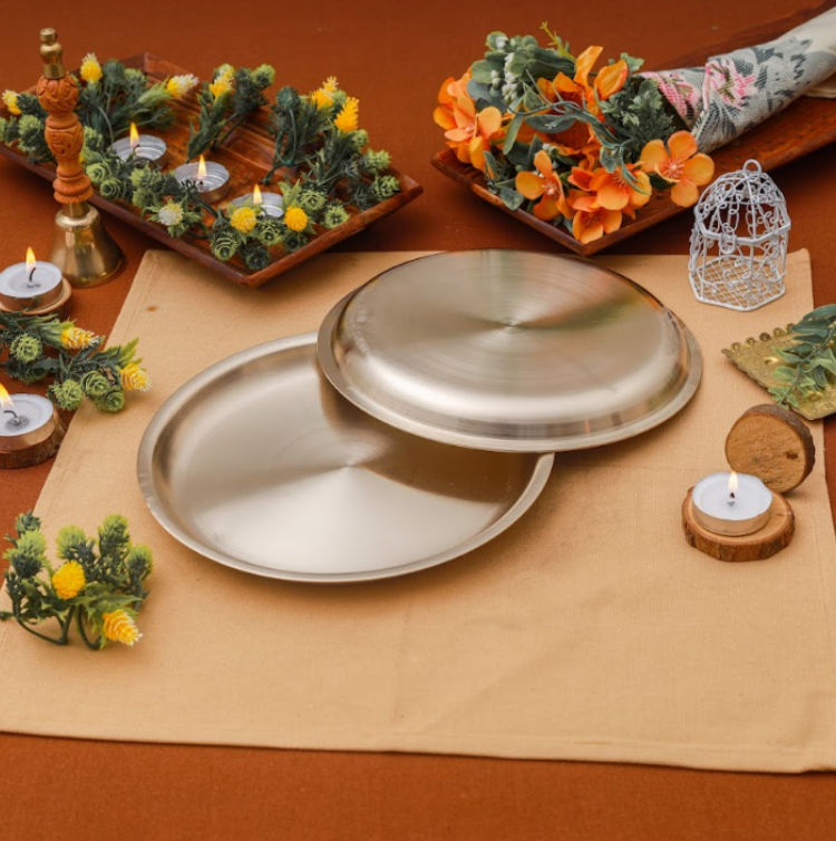 Luxury Matte Bronze/Kansa Kids Side Edge Plate Set (7 Inch)