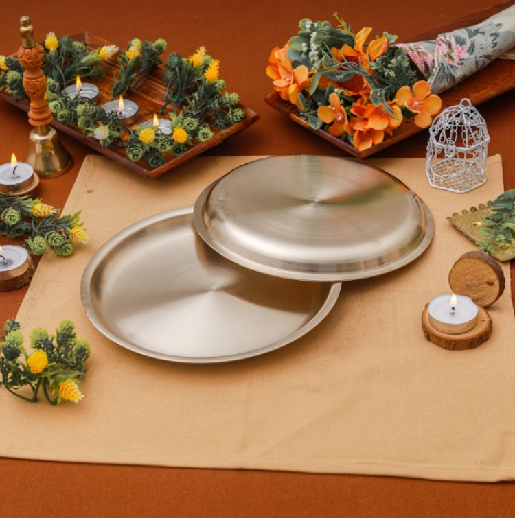 Luxury Matte Bronze/Kansa Side Edge Plate (8 Inch)