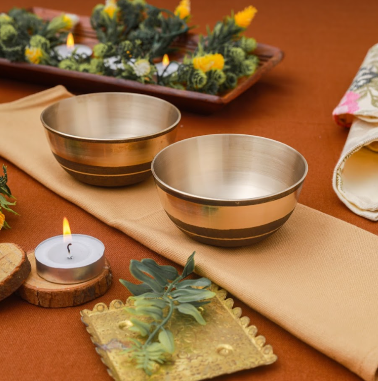 Manohar Bronze/Kansa Buffet Platters Set Of 6 (12 Inch)