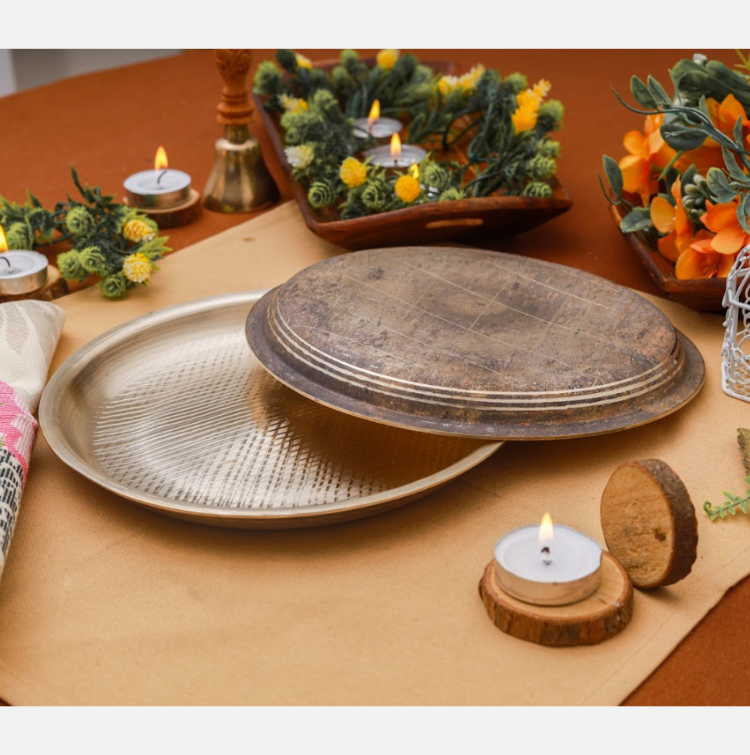 Manohar Bronze/Kansa Kids Side Edge Plate Set (8 Inch)