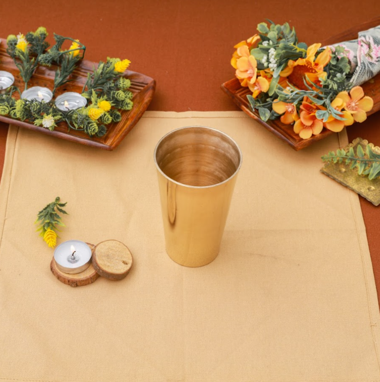 Royal Gold Bronze/Kansa Lassi Glass Set Of 2