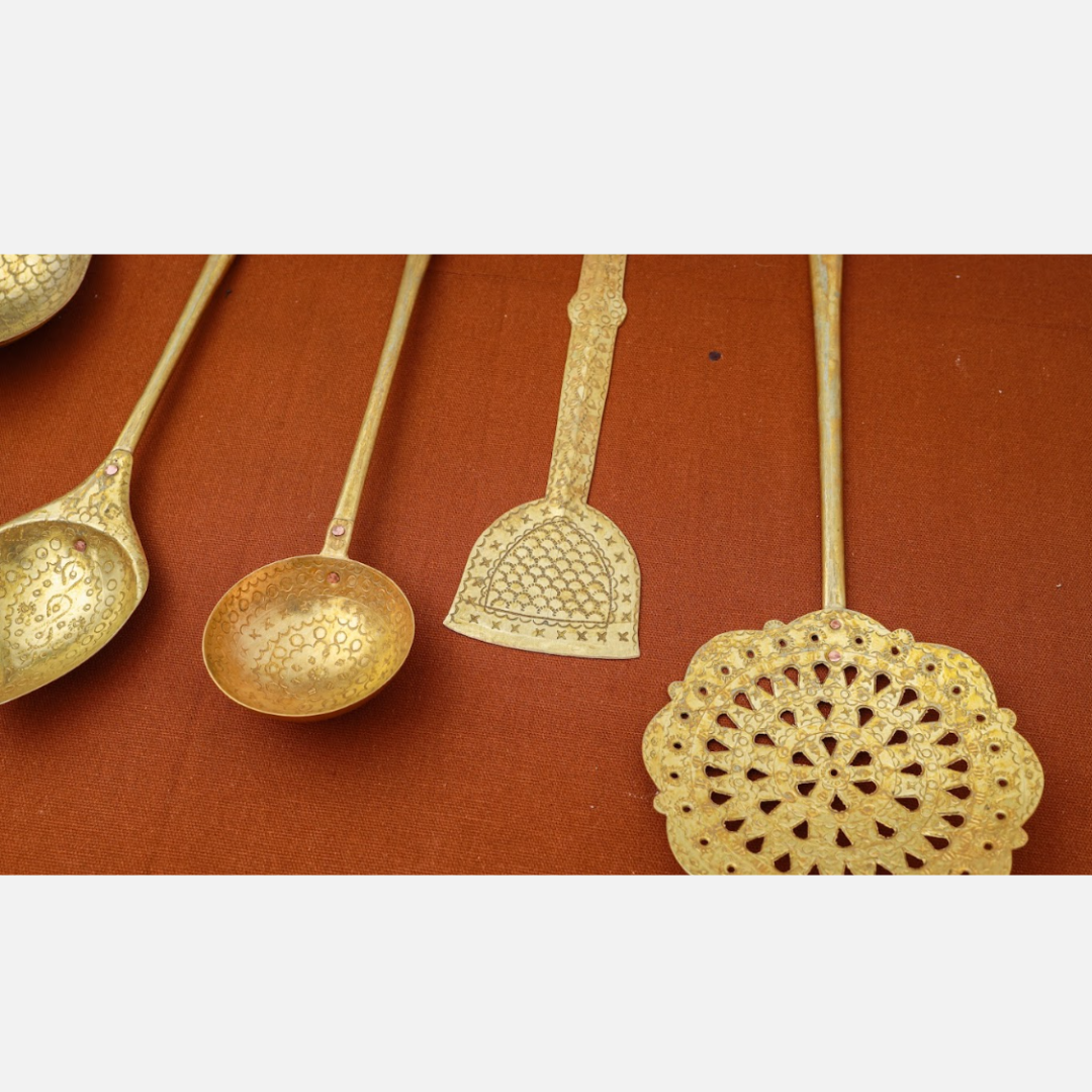 Brass Cooking Spoon Set Online Gold Set of – Kansyam Metalex