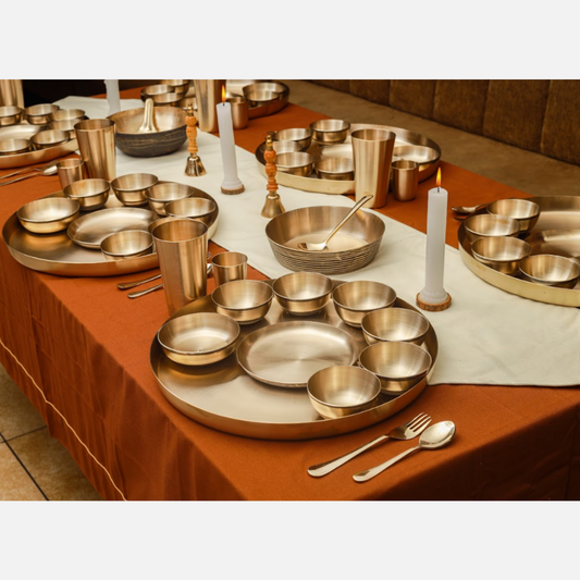 Luxury Matte Kansa Maharaja Shahi Dinner Set (16 Inch)