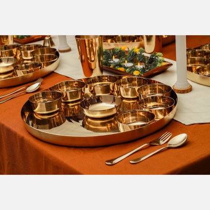 Royal Gold Kansa Maharaja Thali Set Online (16 Inch)