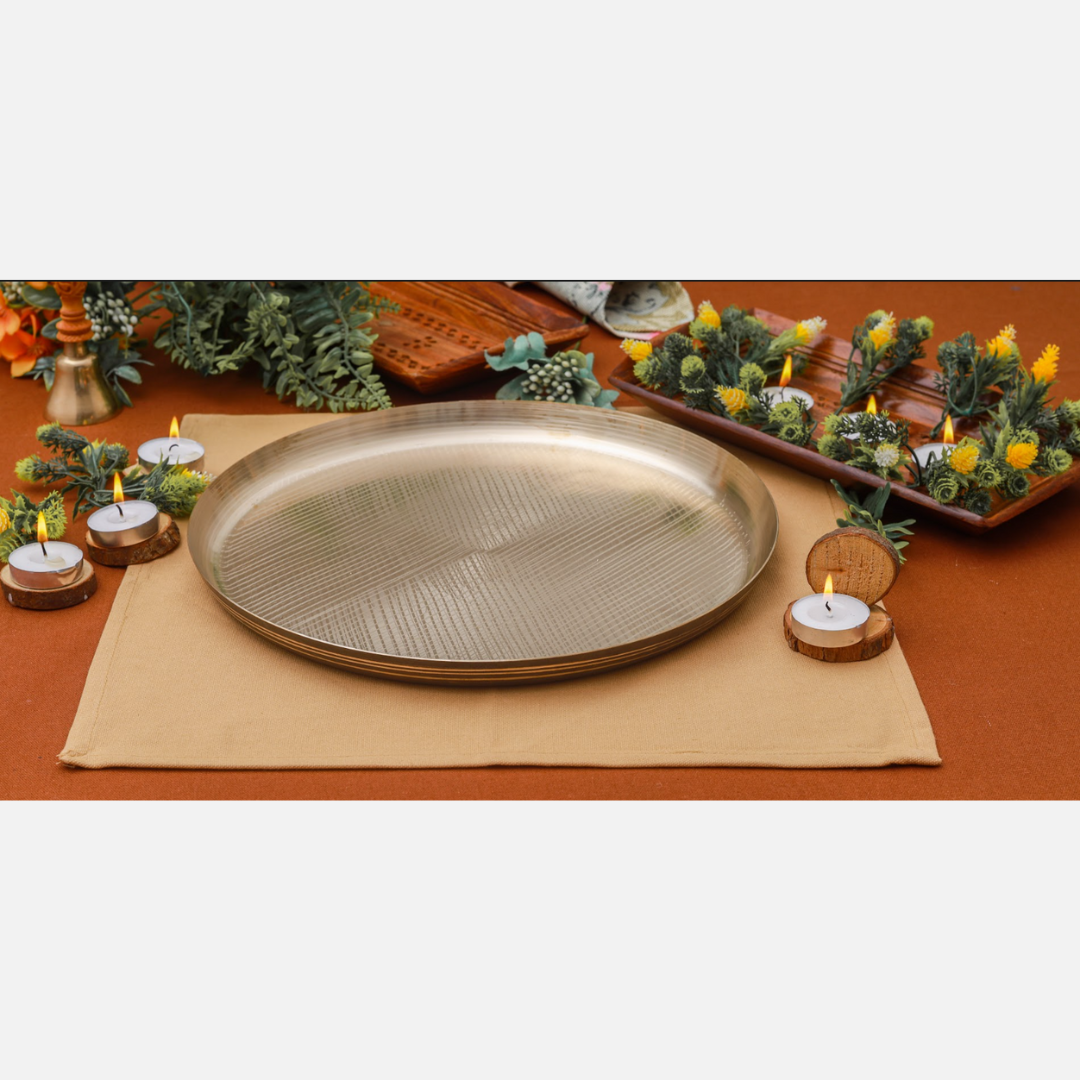 Bronze/Kansa Buffet Plate Set of 6 – Manohar (12 Inch)