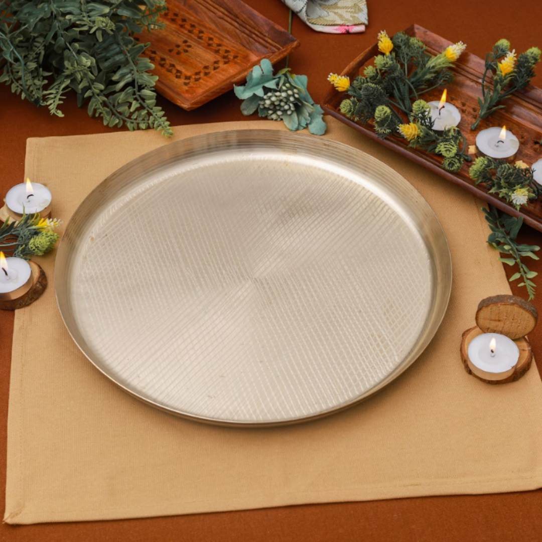 Bronze/Kansa Buffet Plate Set of – Manohar (12 Inch)