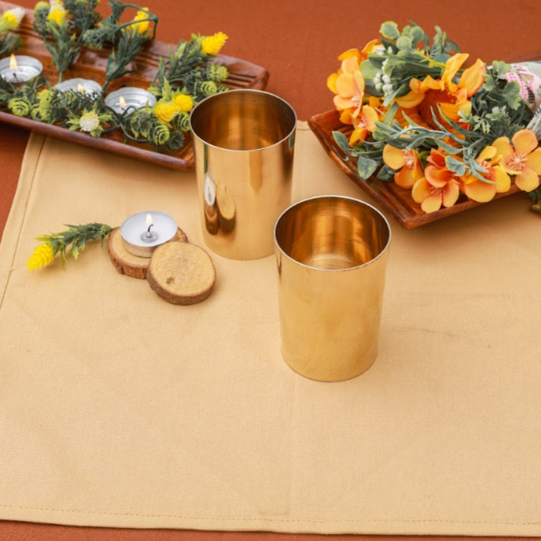 Bronze/Kansa Dinner Set Online For 6 Person | (11 Inch) Royal Gold