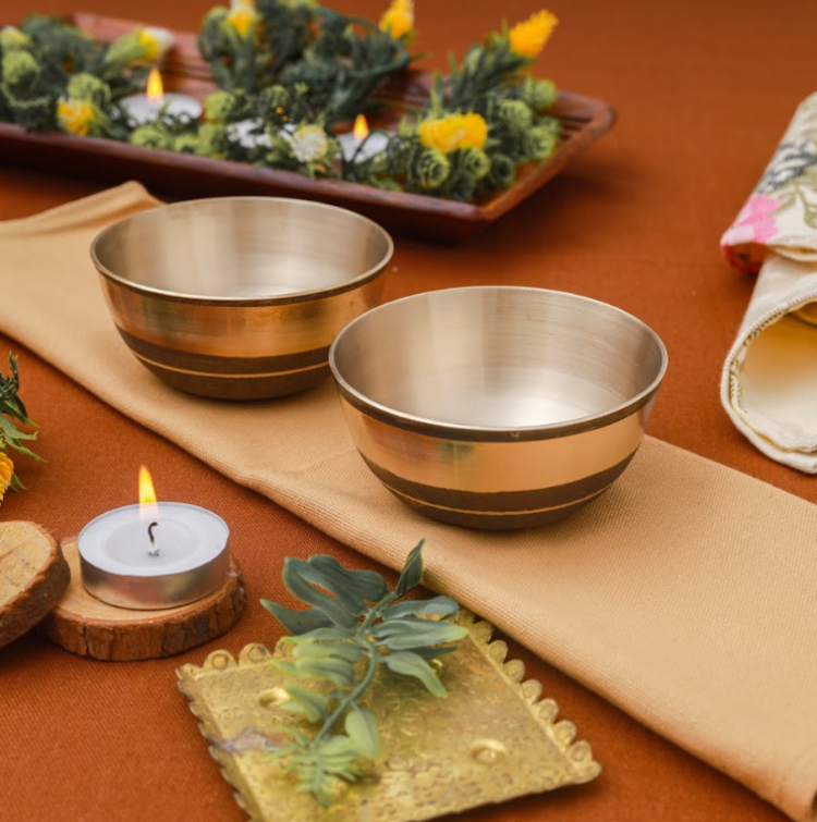 Bronze/Kansa Thali Set Of 5 | Luxury Matte (11 Inch)
