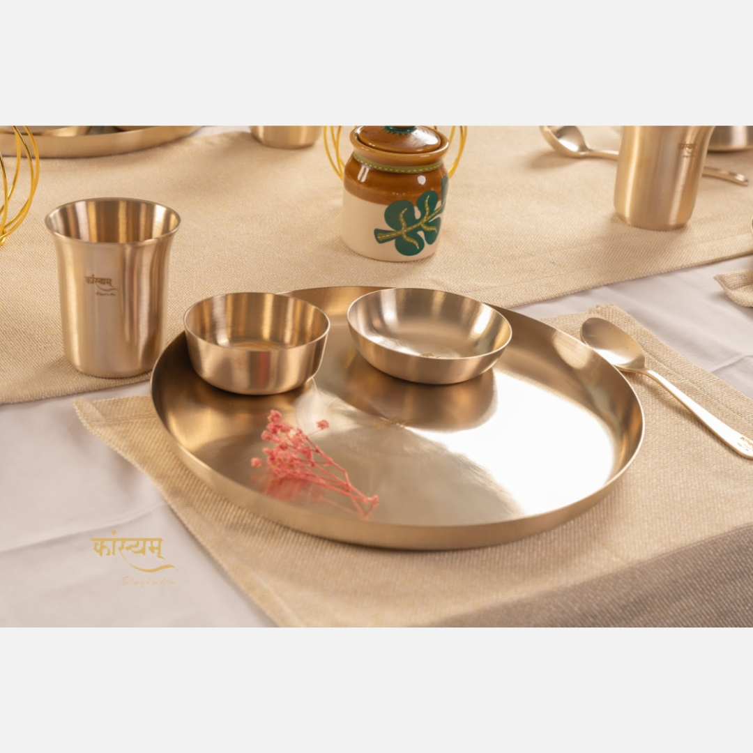 Bronze/Kansa Plate Set Online For 6 Person