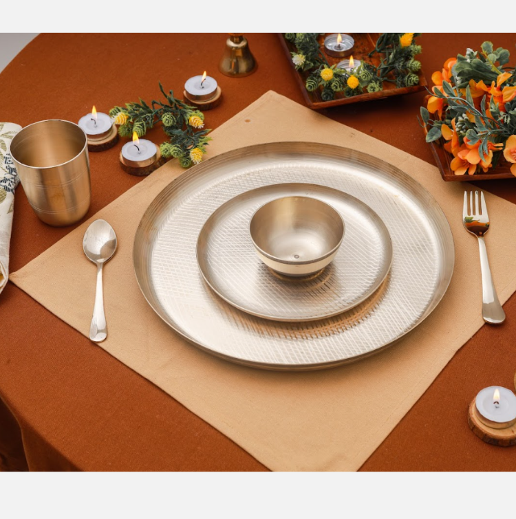 Manohar Bronze/Kansa Buffet Platters Set Of 6 (11 Inch)