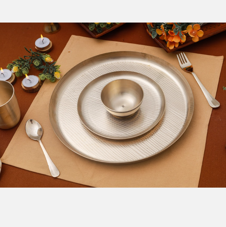 Manohar Bronze/Kansa Buffet Platters Set Of 6 (11 Inch)