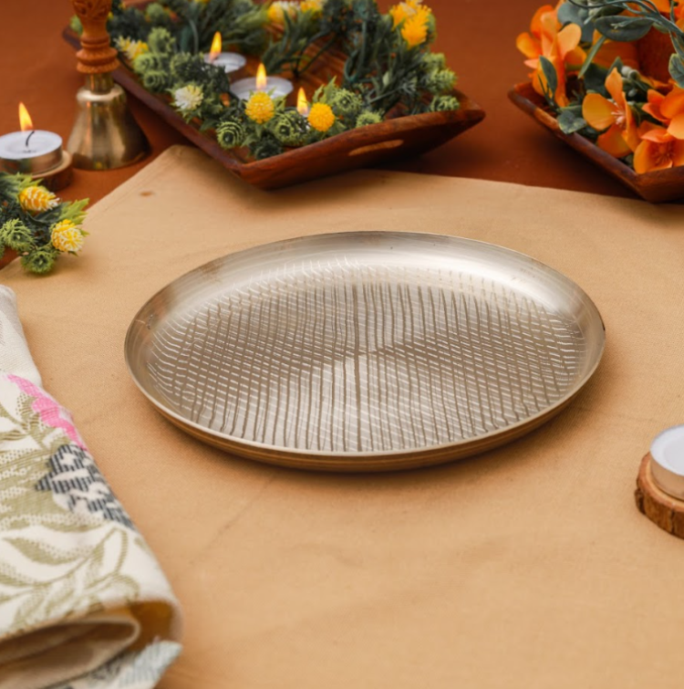 Manohar Bronze/Kansa Buffet Platters Set Of 6 (11 Inch)